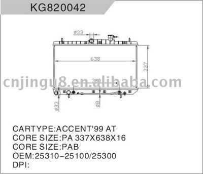 Radiator for Hyundai Iso9001 25310-25100/ 25300/ 25400/ 25150