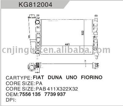 Radiator for FIAT 7556135 7739937