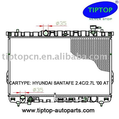 automobile radiator for:HYUNDAI  SANTAFE 2.4C/2.7L '00 AT HY036