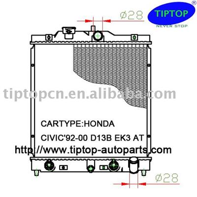 automotive radiator for:HONDA CIVIC'92-00  D13B  EK3  AT HD030