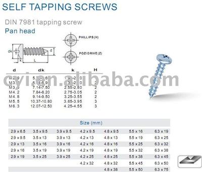 pan head self-tapping screw