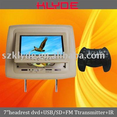 7 Headrest Car DVD/ Overhead Car DVD with USB/SD/MMC/FM/IR/TV/32bit games