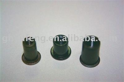 black zinc flat head round/knurled body rivet nut