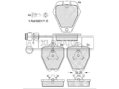 BRAKE PAD FOR AUDI 63.2 mm 77.3 mm 18.5 mm