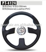 Steering wheel leather/PU/PVC black