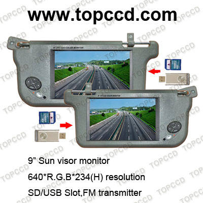 9-inch sun visor monitor with SD/USB slot,IR/FM transmitter