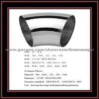 Mirror Sanitary Stainless Steel 45degree Pipe Elbow