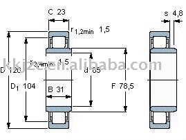 NUB type cylindrical roller bearing NUB 211