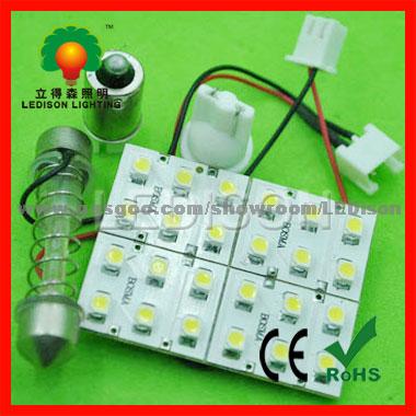 LED Car Ceiling Bulb 24 leds(SMD3528, 6lumens/LED) With CE RoHS