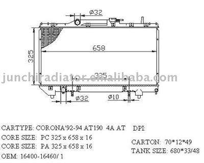 auto radiator FOR toyota corona'92-94 at190