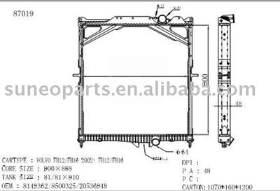 VOLVO FH12/FH16 RADIATOR 8149362