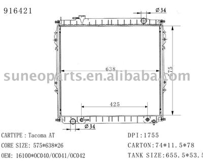 Toyota Tacoma 2.7L (L4)1995-2004 Radiator 916421