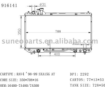 Toyota RAV4 2.0L (L4)1998-2001 Radiator 916141