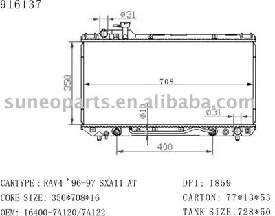 Toyota RAV4 2.0L (L4)1996-1997 Radiator 916137