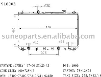 Toyota Camry 2.2L(L4)1997-2001 Radiator 916005