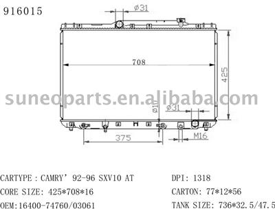 Toyota Camry 2.2L(L4) Radiator 916015