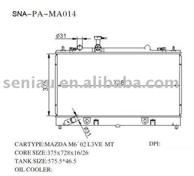 Aluminum auto radiator for MAZDA car