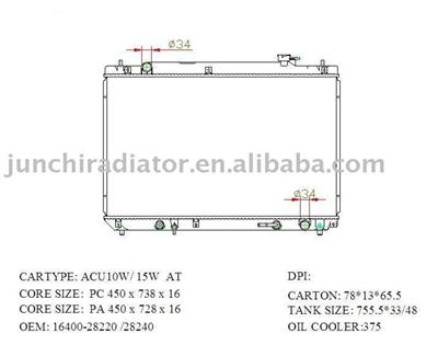 radiator OEM: 16400-28220/28240