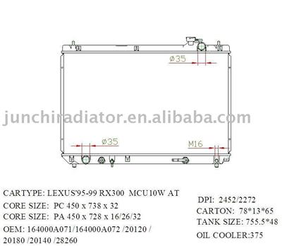radiator OEM: 164000A071/164000A072/20120/20180
