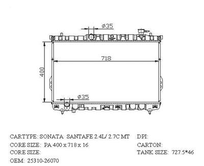 car radiator OEM No:25310-26070