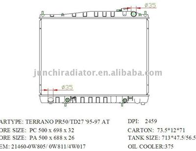 radiator for TERRANO PR50/TD27'95-97