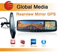 3.5 Inch Gps Rearview Mirror With Bluetooth Handfree System And 2 Ways Video Input CM-035RA For Ford Focus Taurus Edge From 2007 To 2011