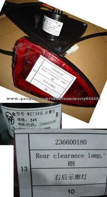 Rear Clearance Lamp,RH, For Kinglong Bus (236600180)