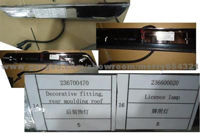 Decorative Fitting,Rear Moulding Roof Lamp For Kinglong Bus Lamp