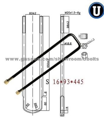 Square Bend U Bolt And Nuts 16*103*L