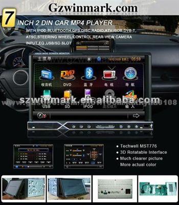 2 Din 7 Inch TFT LCD Touch Screen Car DVD GPS With TV, Radio, Bluetooth, Ipod, SD, USB, Steering Wheel Control, Etc