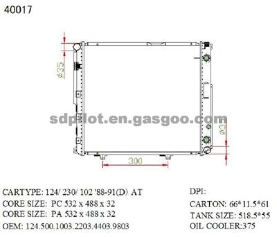 Auto Radiator For Benz W124/230/102(D) AT