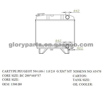 PEUGEOT 504 Brass Copper Radiator 1300B0