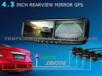 4.3 Inch Car Mirror Gps Navigator Bluetooth Handfree Homelink TMC