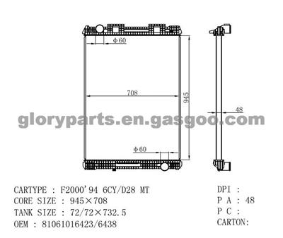 MAN F 2000 Auto Radiator 81061016423