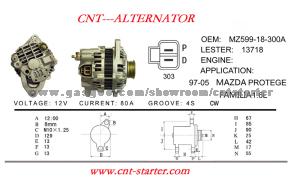 Mazda Protege Alternator OEM:MZ599-18-300A