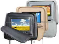 L0232 2X7 Inch Digital Screen Leather Car Headrest DVD Player- One Pair, Zipper Cover, Support IR Earphone (L0232, TAN)Model Number: L0232