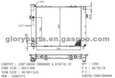 CHRYSLER Jeep Cherokee Radiator 52005172