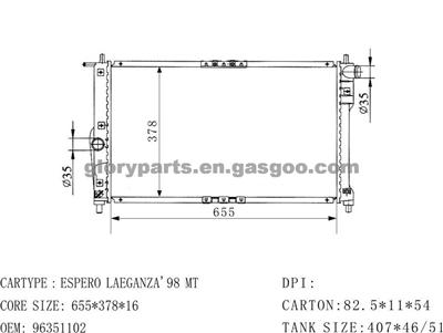 DAEWOO Espero Radiator 96351102