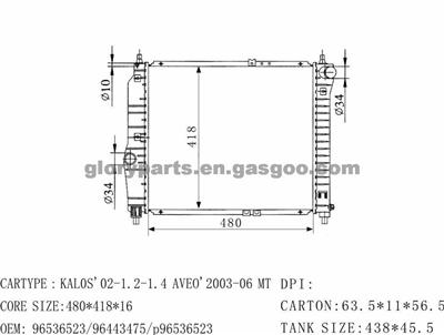 DAEWOO Kalos/Aveo 1.2I Radiator 96536523
