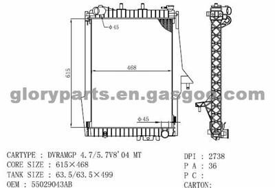 GM Durango Radiator 55029043AB