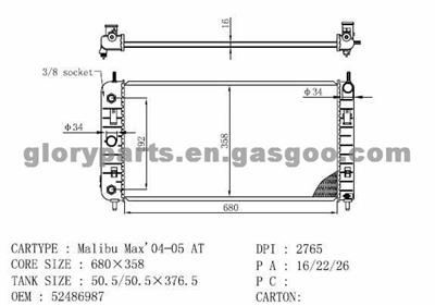 GM Malibu Radiator 52486987