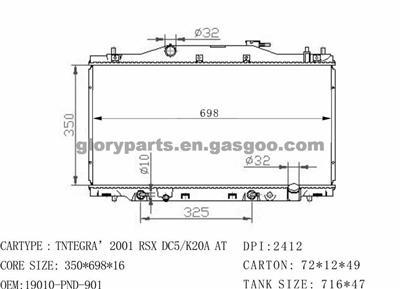 Honda Acura Radiator 19010-PND-901/19010-PND-003