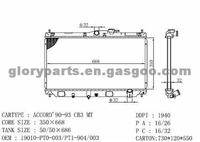 Honda Accord Radiator 19010-PT0-003