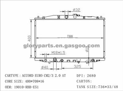 Honda Accord Radiator 19010-RBB-E01/19010-RBB-E51