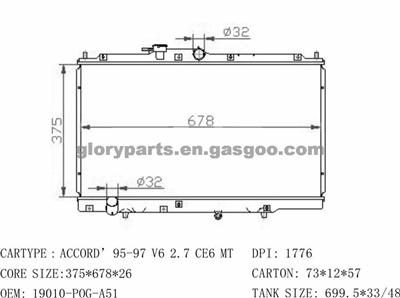 Honda Accord Radiator 19010-P0G-A51