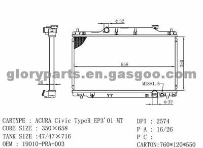 Honda Acura Radiator 19010-PRA-003