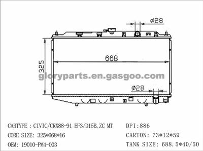 Honda Civic Radiator 19010-PM4-004