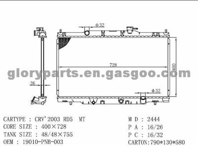 Honda CRV Radiator 19010-PNB-003