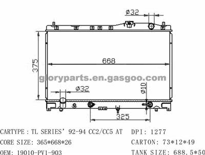 Honda Vigor Radiator 19010-PV1-903