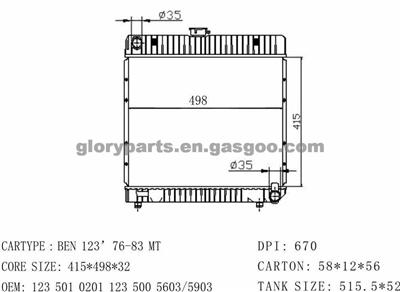 MERCEDES-BENZ 123 Radiator 123.501.0201